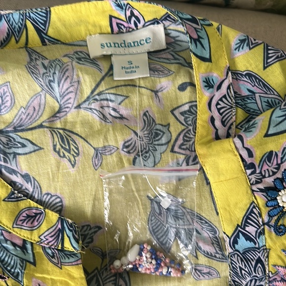 NEW Sundance Sefina Yellow Floral Embroidered Beaded Tunic Top Mini Dress - S - Picture 11 of 13